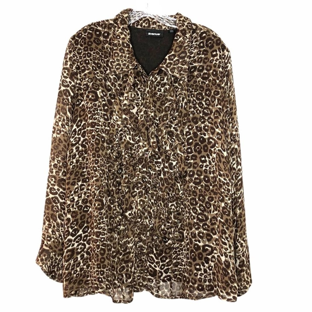 Avenue LS buttonup lined top w/front ruffle 22/24